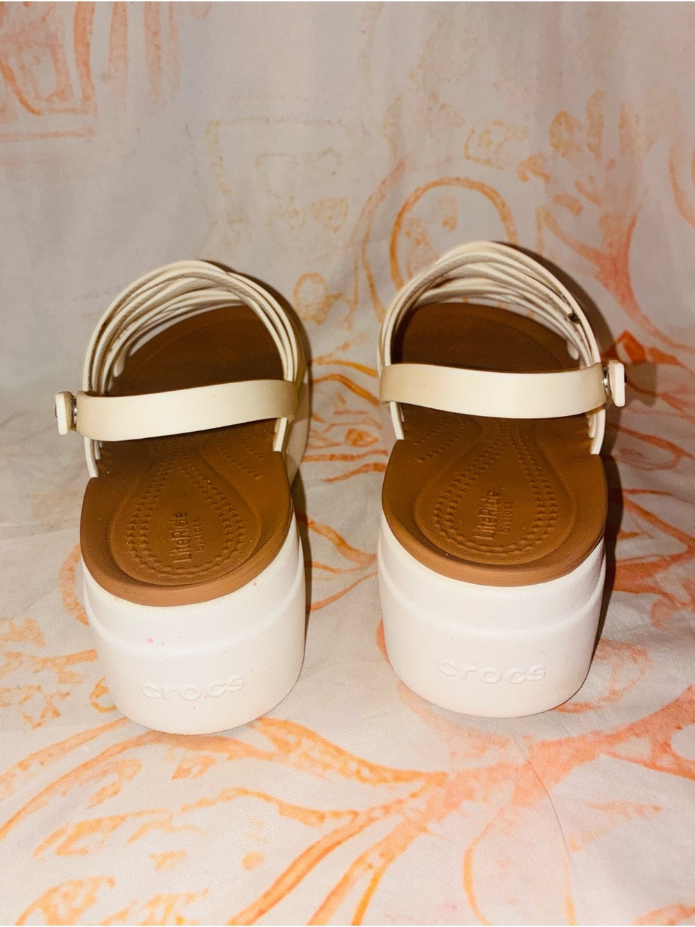 CROCS Lite Ride Off White Platform Strappy Wedge Sandals - Picture 4 of 7